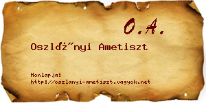 Oszlányi Ametiszt névjegykártya